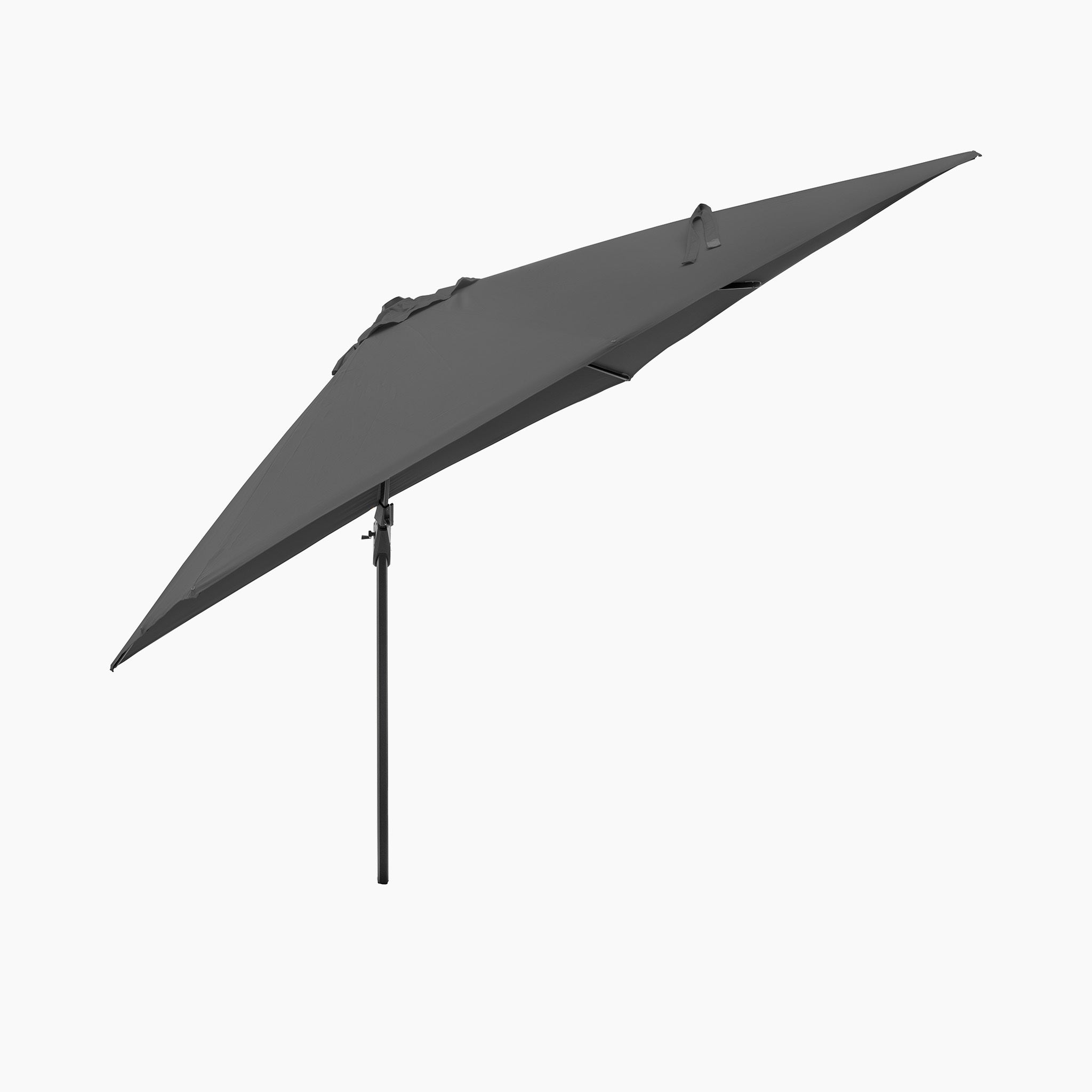 Anthracite Pacific Lifestyle Challenger T2 3m Square Cantilever Parasol with a sleek angular design, crafted from powder-coated aluminum for durability, set against a white background.