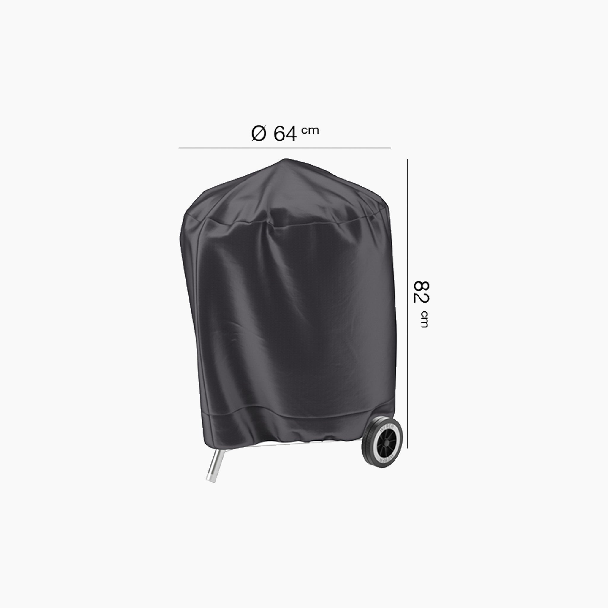 The AeroCover - Barbecue Kettle Round Cover offers a strong protective layer for your circular grill, with dimensions of 64 cm in diameter and 82 cm in height. Designed to be UV-protected and water-resistant, this cover guarantees long-lasting protection while accommodating wheels for easy movement.