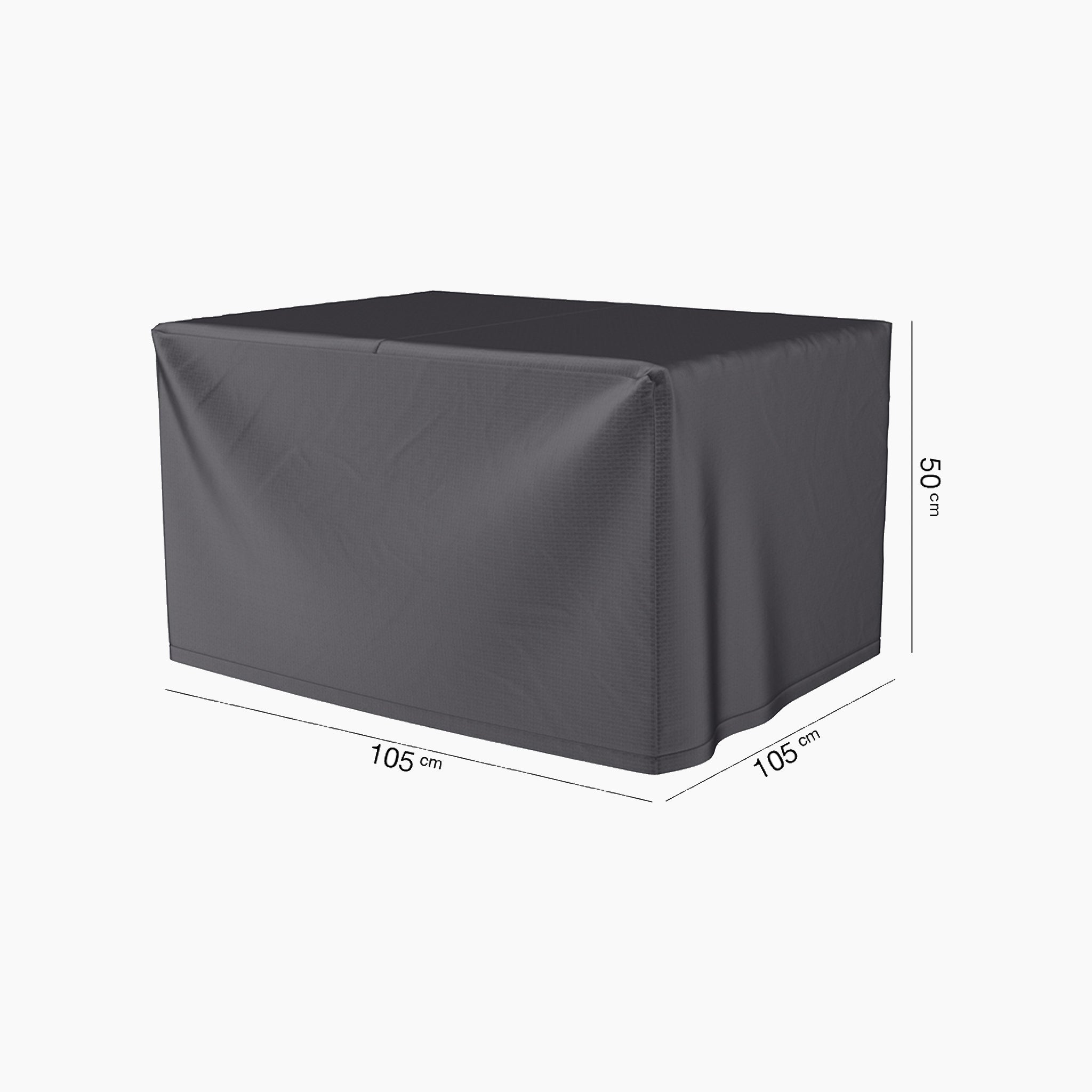 Shield your rectangular outdoor furniture with the AeroCover - Firetable. This black cover measures 105 cm x 105 cm x 50 cm and is both water-resistant and UV-protected, guaranteeing long-lasting defense against the elements.