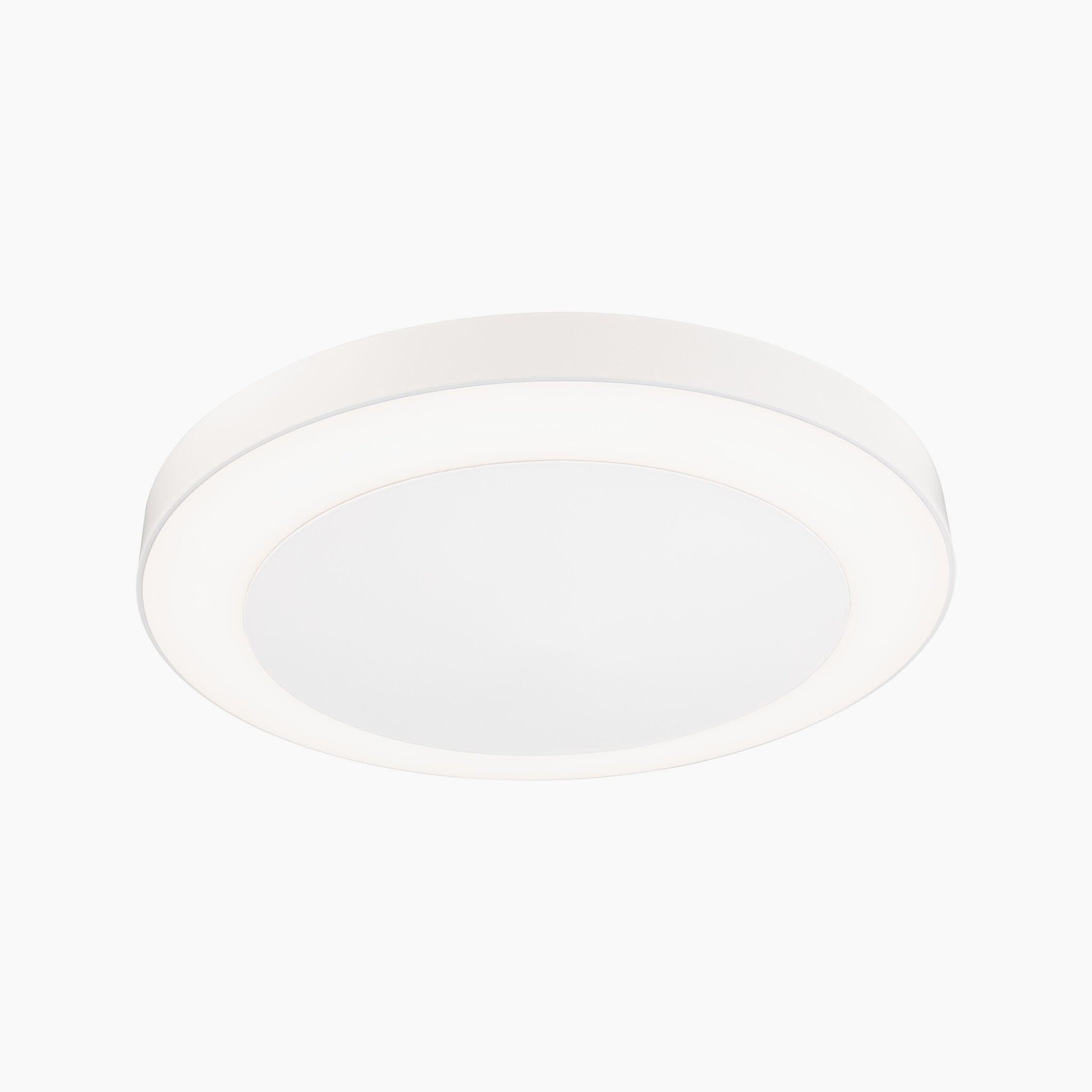 The Paulmann Outdoor Circula Dusk 15W LED Smart Home white ceiling light seamlessly integrates Zigbee 3.0, offering smart luminaire features for easy control and customization, complete with motion detection.