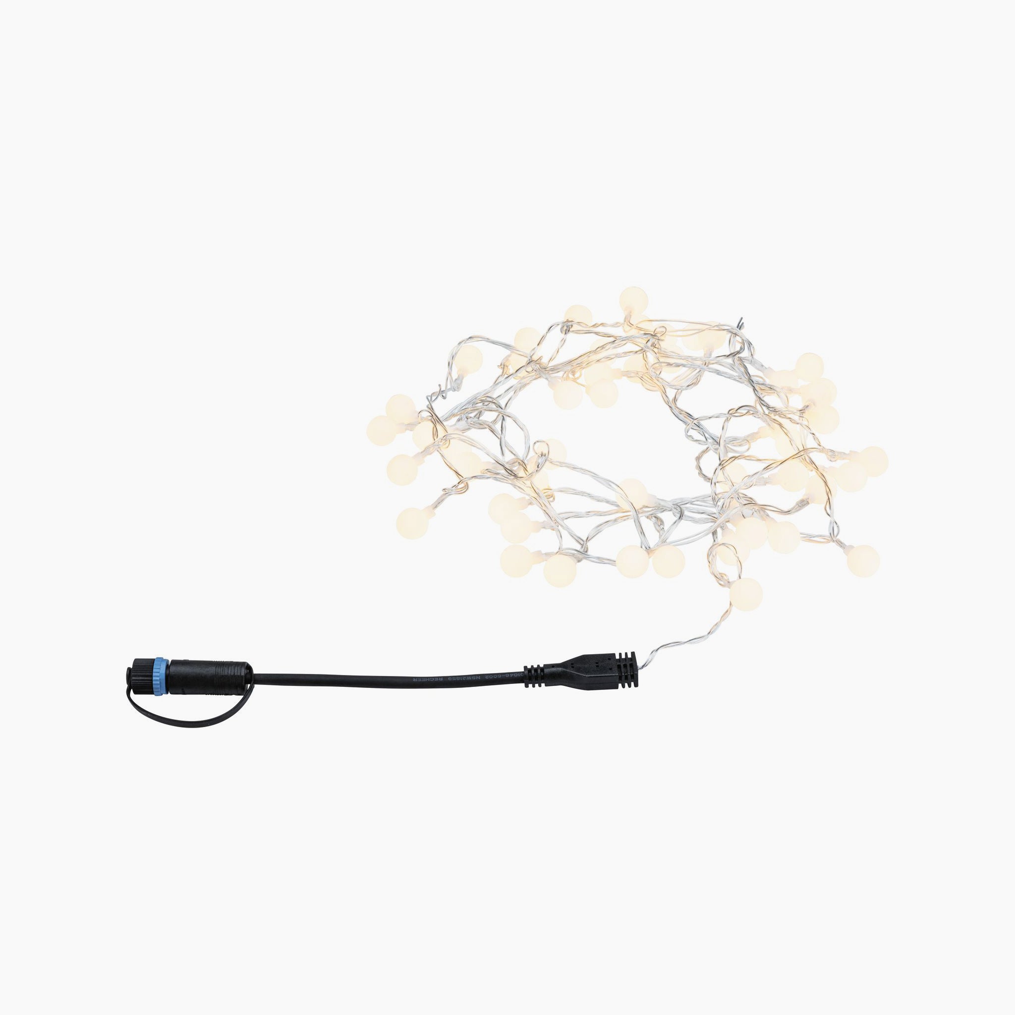 Paulmann's Plug & Shine Outdoor 1.8W LED fairy lights in warm white offer a perfect outdoor lighting solution, featuring a 5m black string and plug set against a white background.