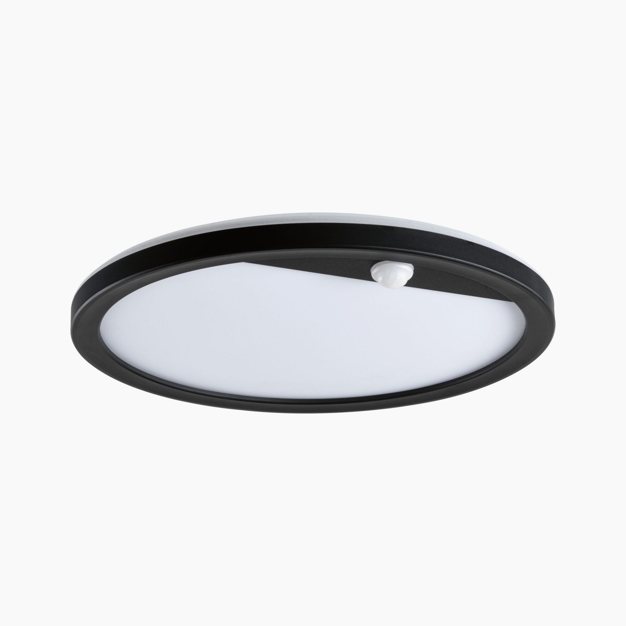 Product Name: Paulmann - Outdoor Lamina 15.5W LED Backlit Round Ceiling Light in Black with Motion Sensor, offering a sleek and modern design for added convenience.