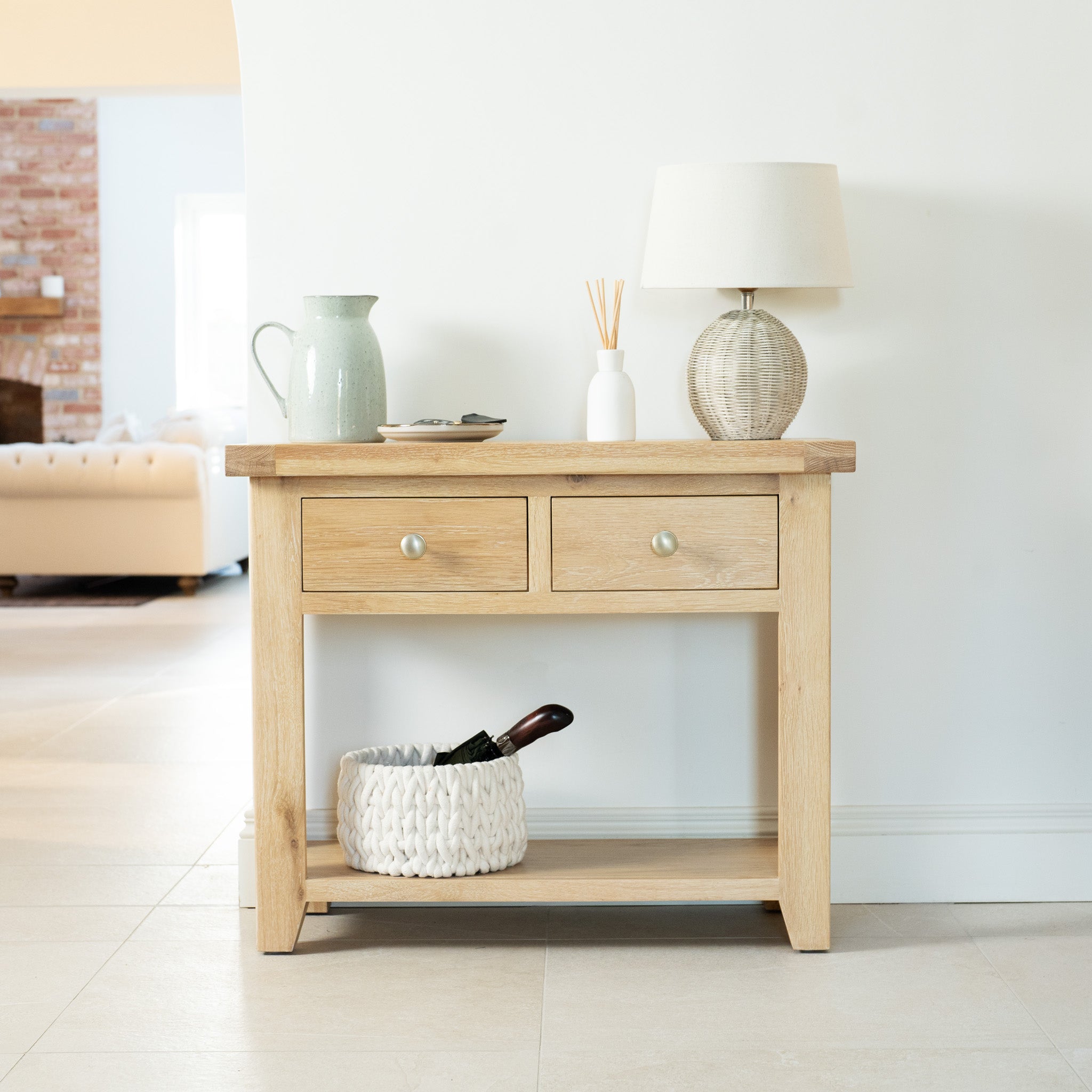 Burford 2 Drawers Console Table in Natural Oak