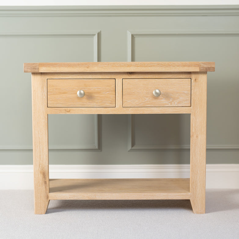 Burford 2 Drawers Console Table in Natural Oak