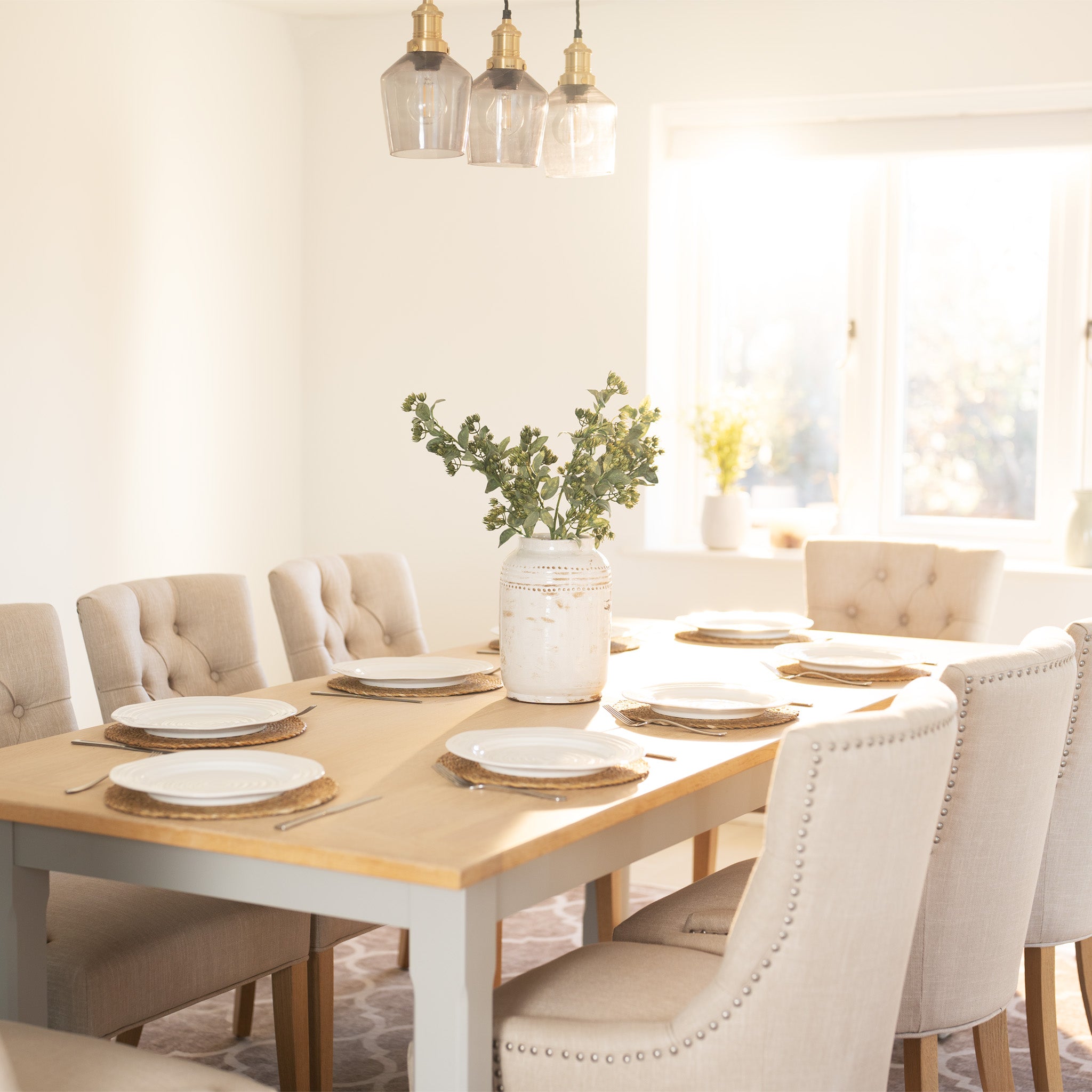 Burford 6-10 Seater Extending Dining Table in Pebble Grey