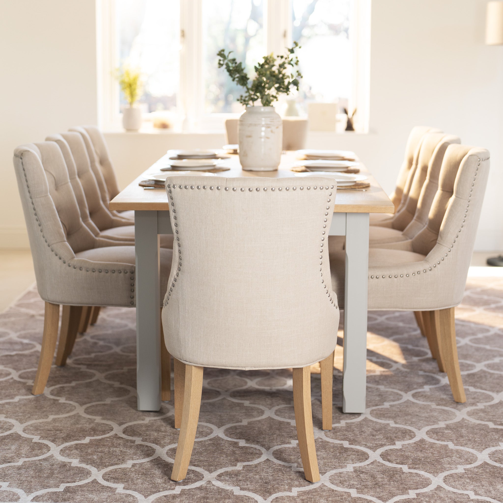 Burford 6-10 Seater Extending Dining Table in Pebble Grey