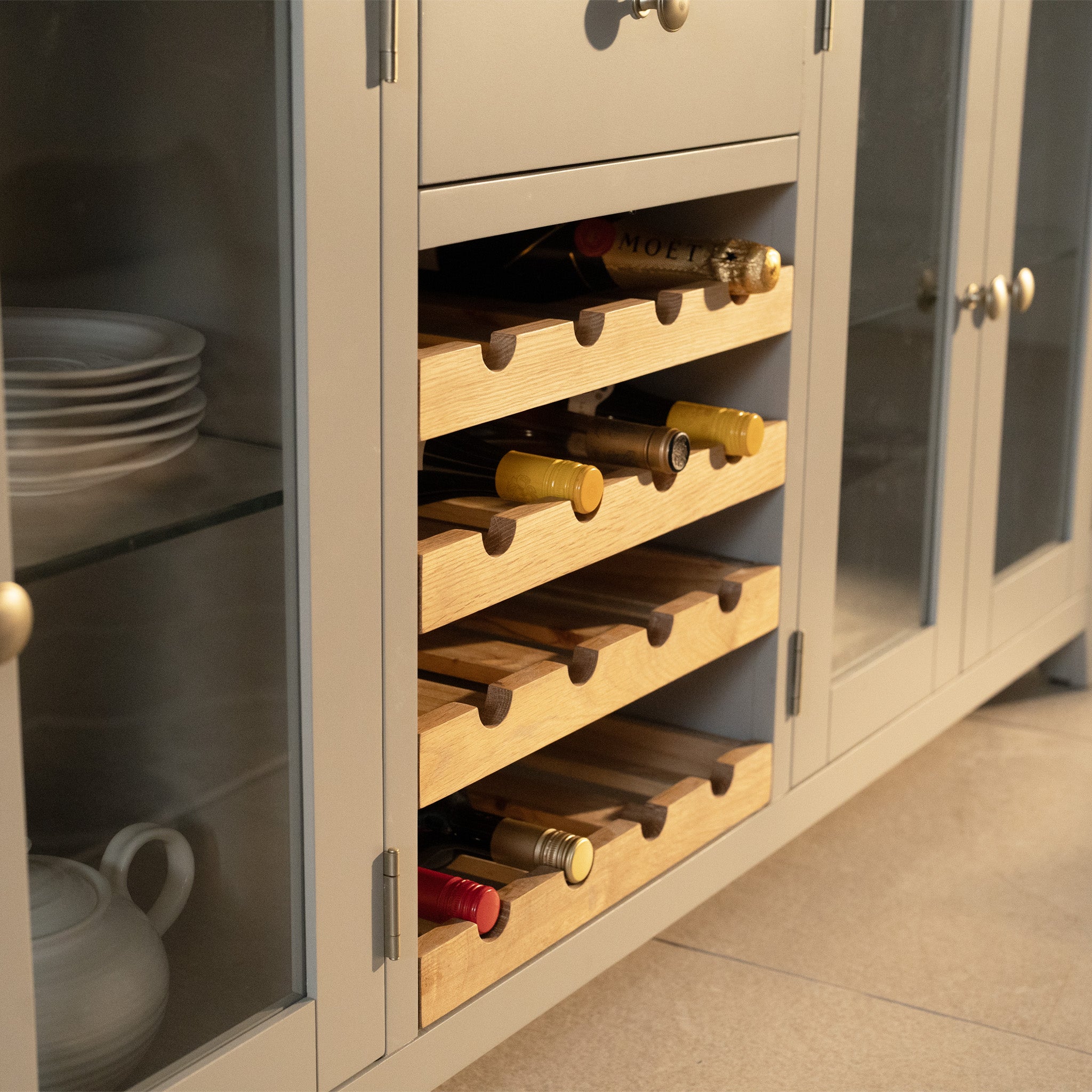 Burford Grand Sideboard with Wine Rack in Pebble Grey