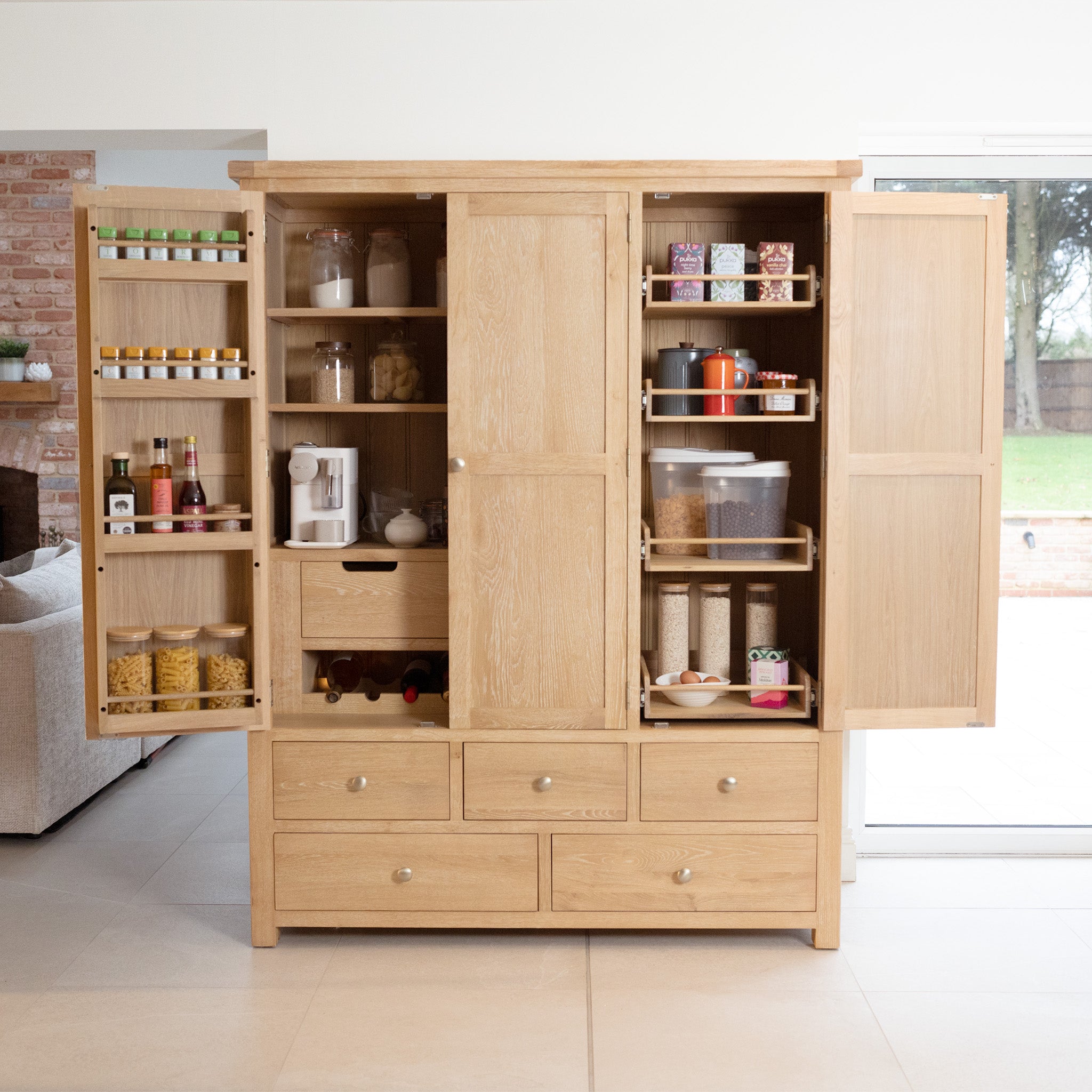 Burford Triple Larder Unit in Natural Oak