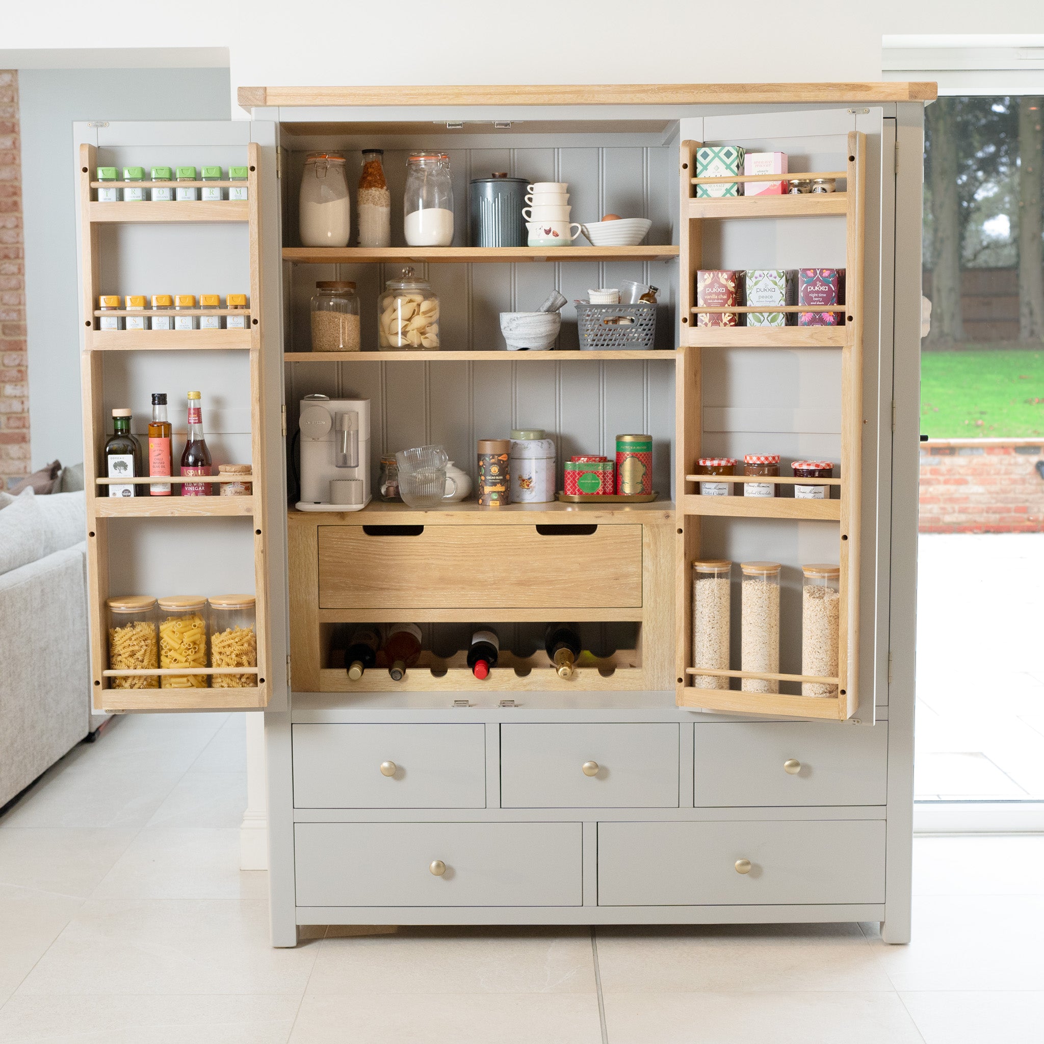 Burford Triple Larder Unit in Pebble Grey