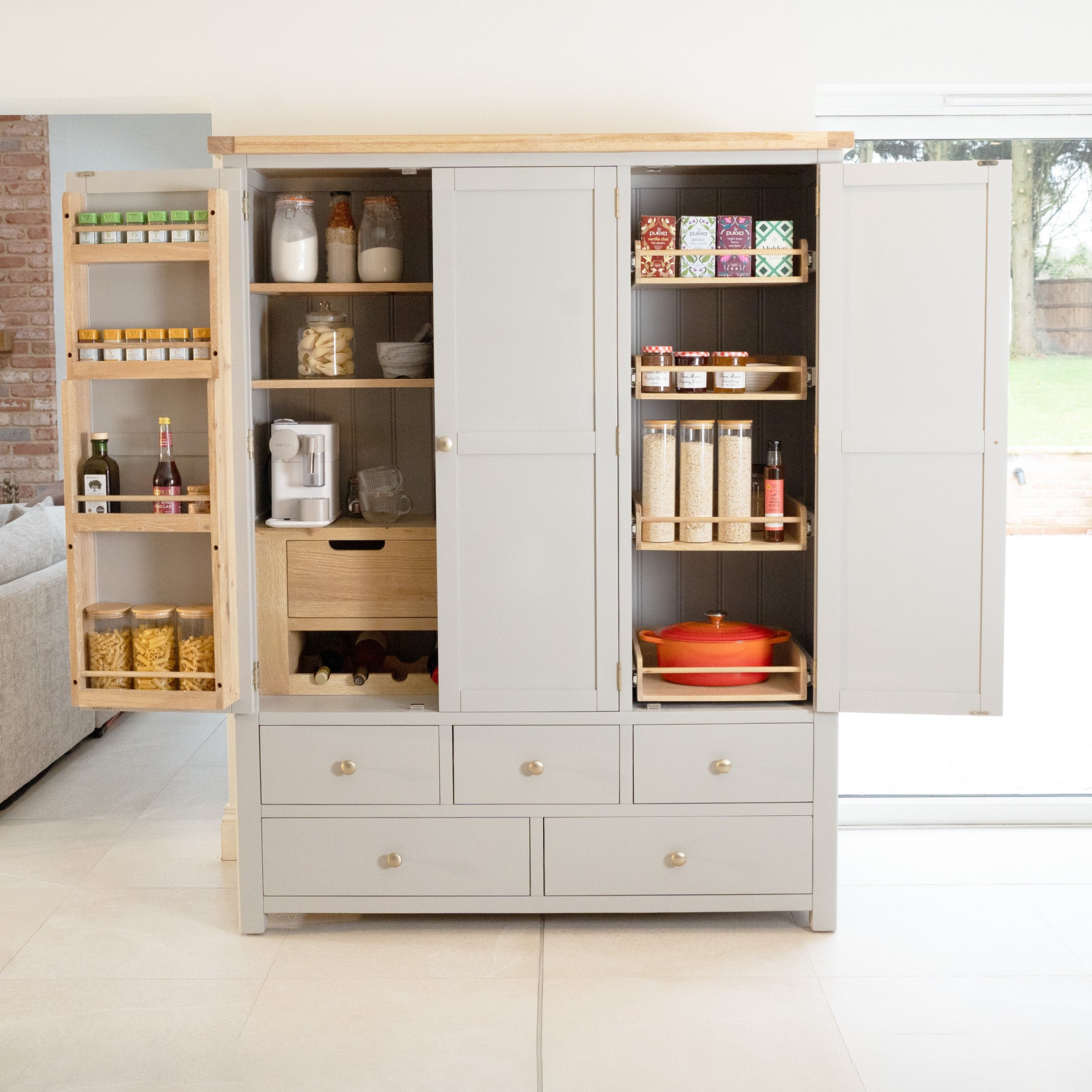 Burford Triple Larder Unit in Pebble Grey