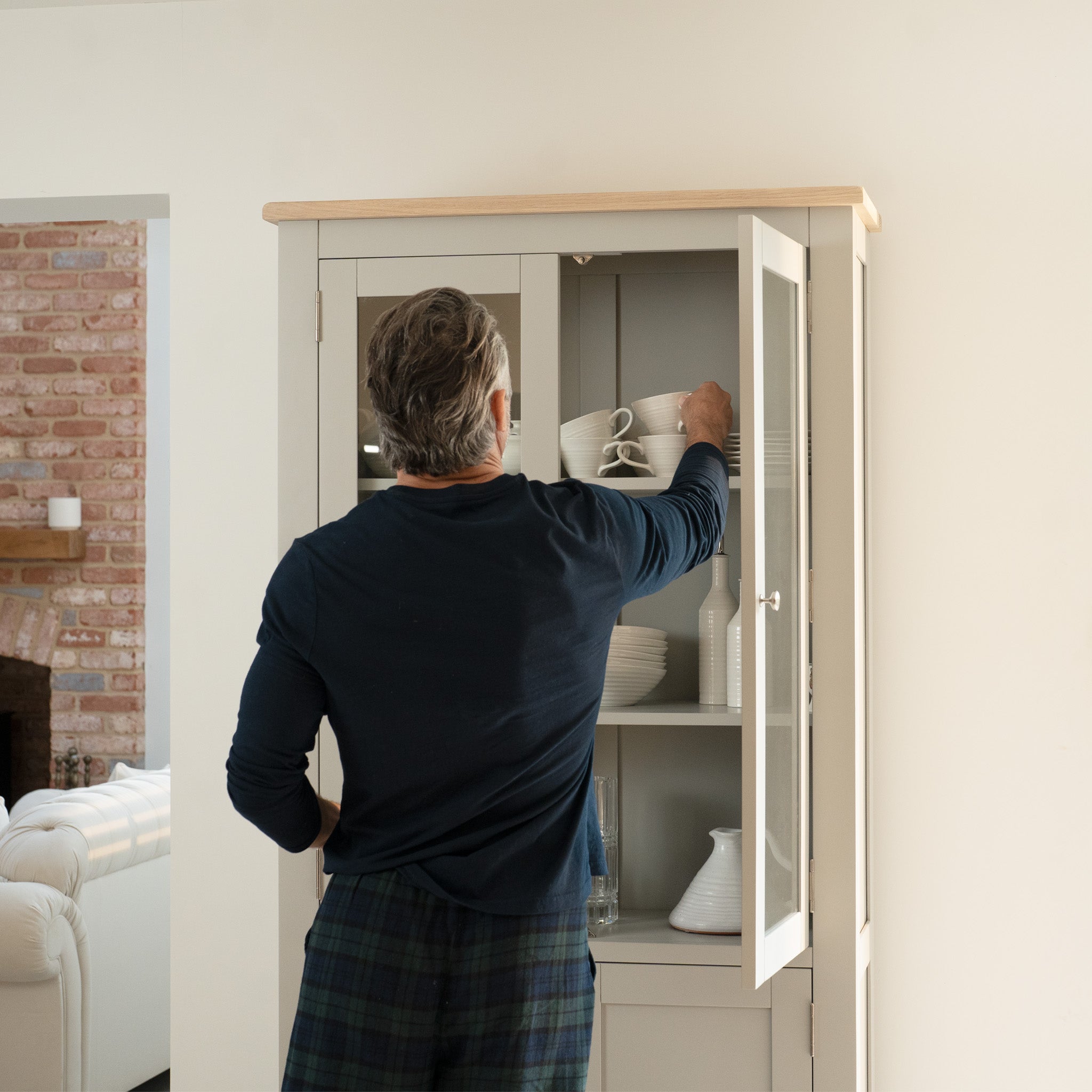 Burford Display Cabinet in Pebble Grey