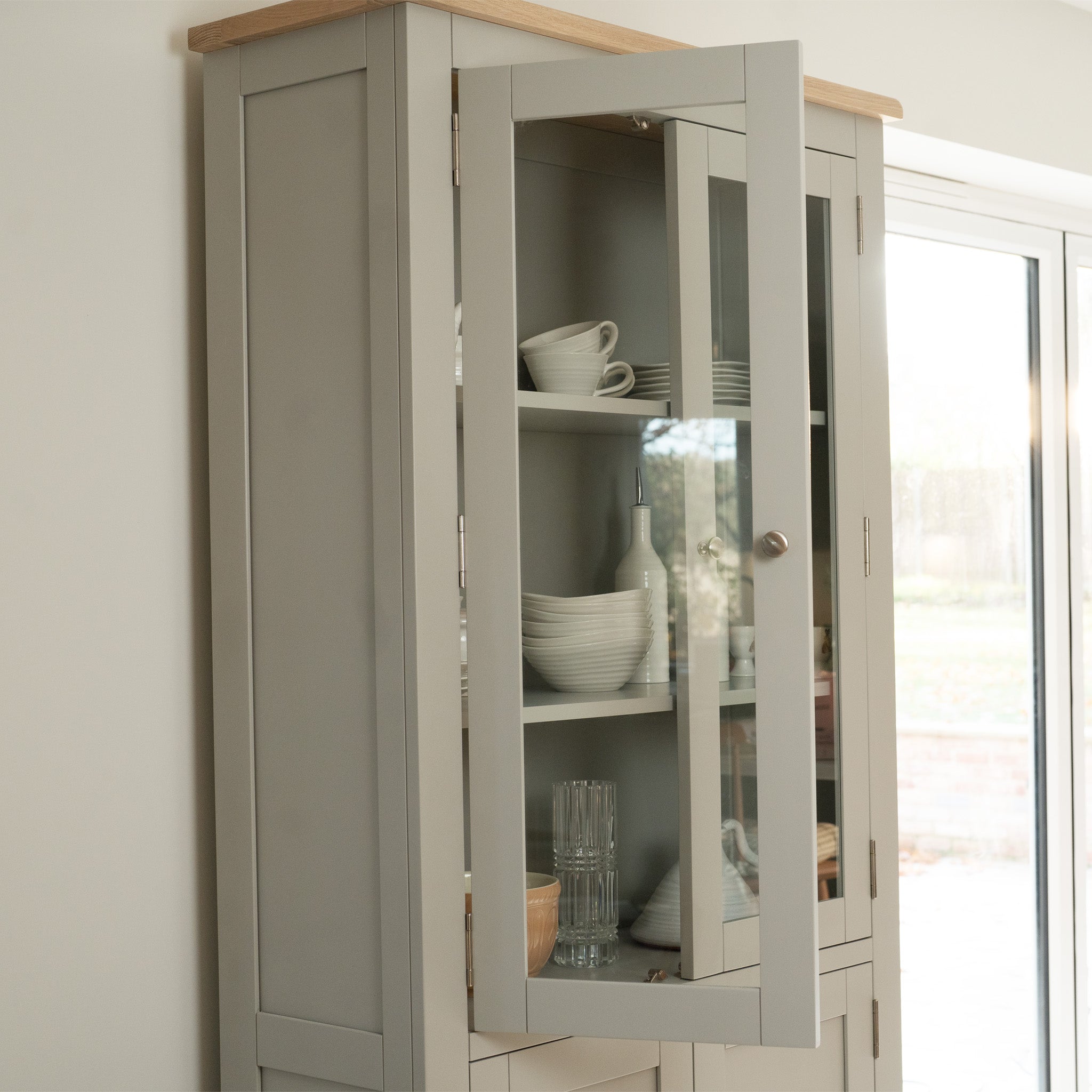 Burford Display Cabinet in Pebble Grey