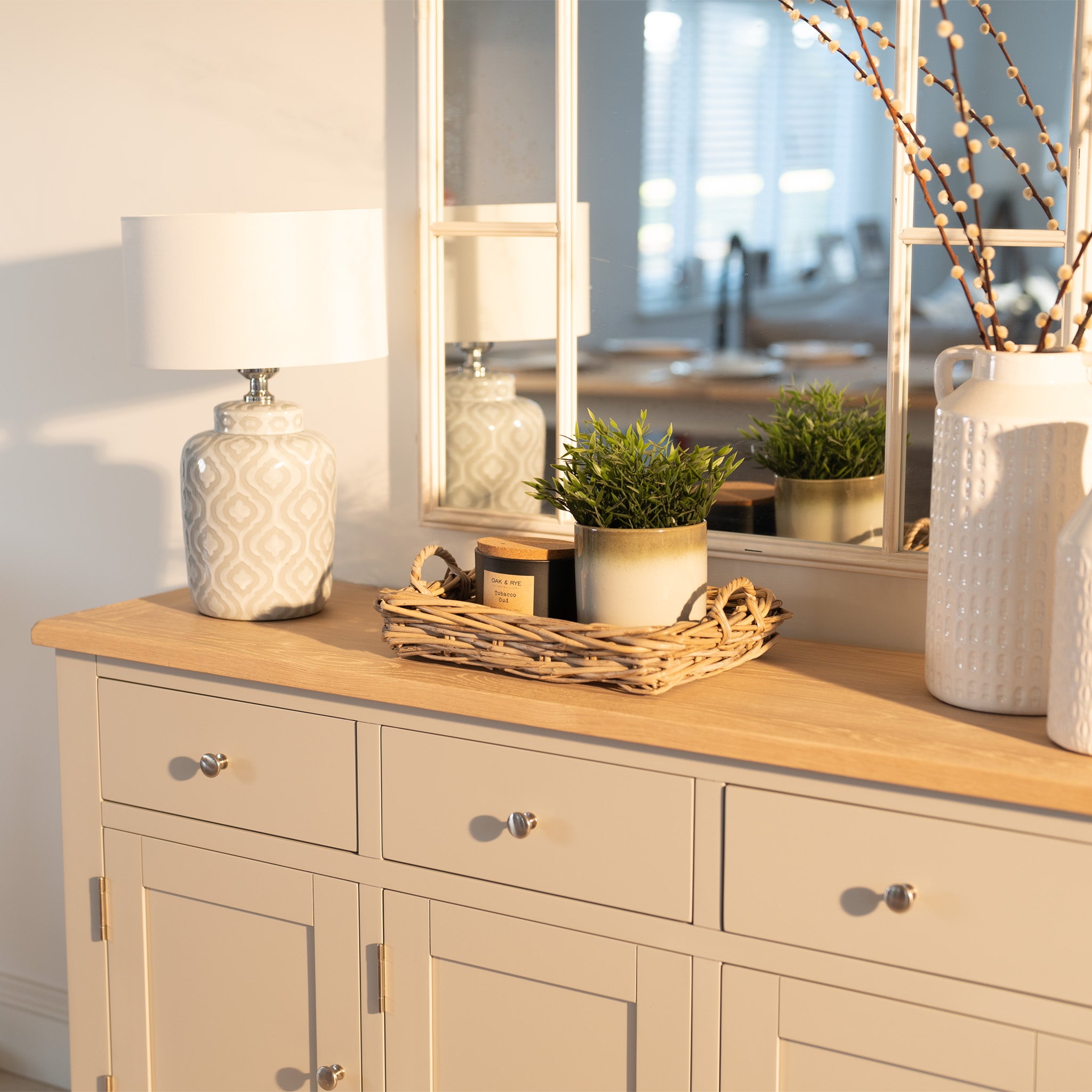 Burford Large 3 Door 3 Drawers Sideboard in Pebble Grey