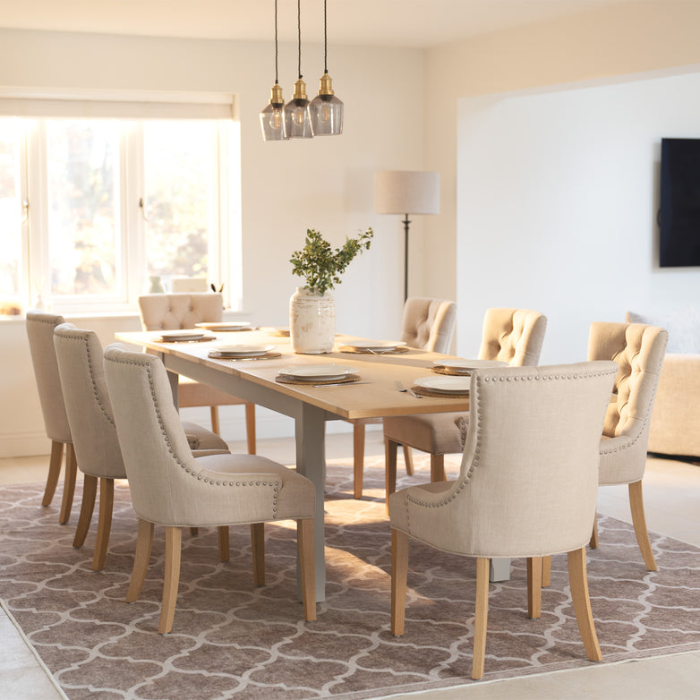 Burford 6-10 Seater Extending Dining Table in Pebble Grey