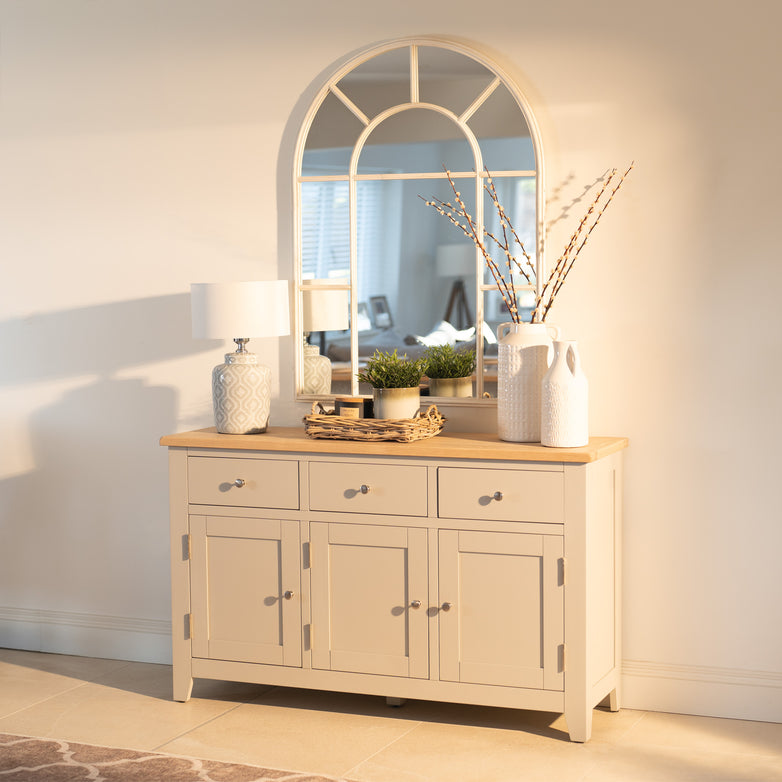 Burford Large 3 Door 3 Drawers Sideboard in Pebble Grey