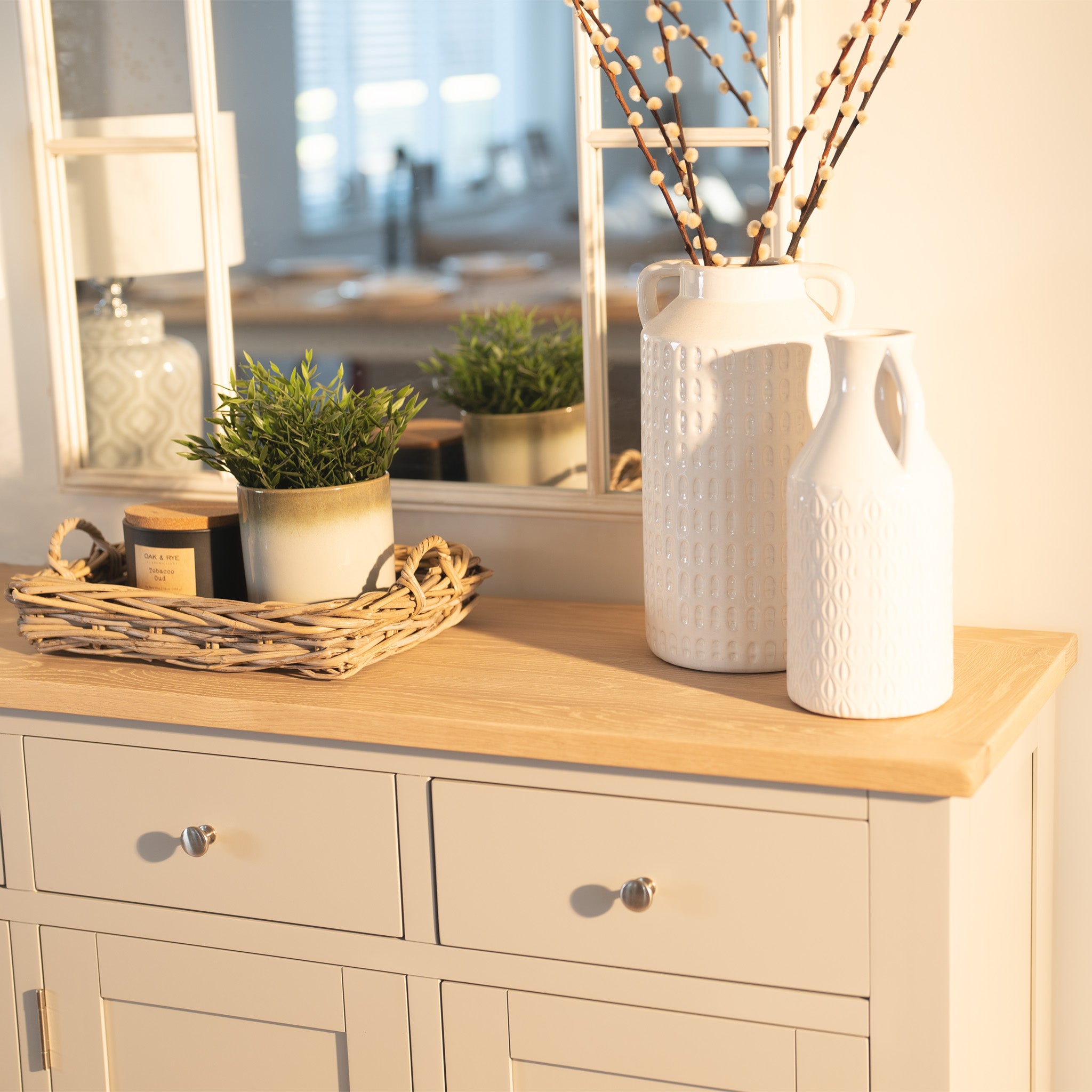 Burford Large 3 Door 3 Drawers Sideboard in Pebble Grey