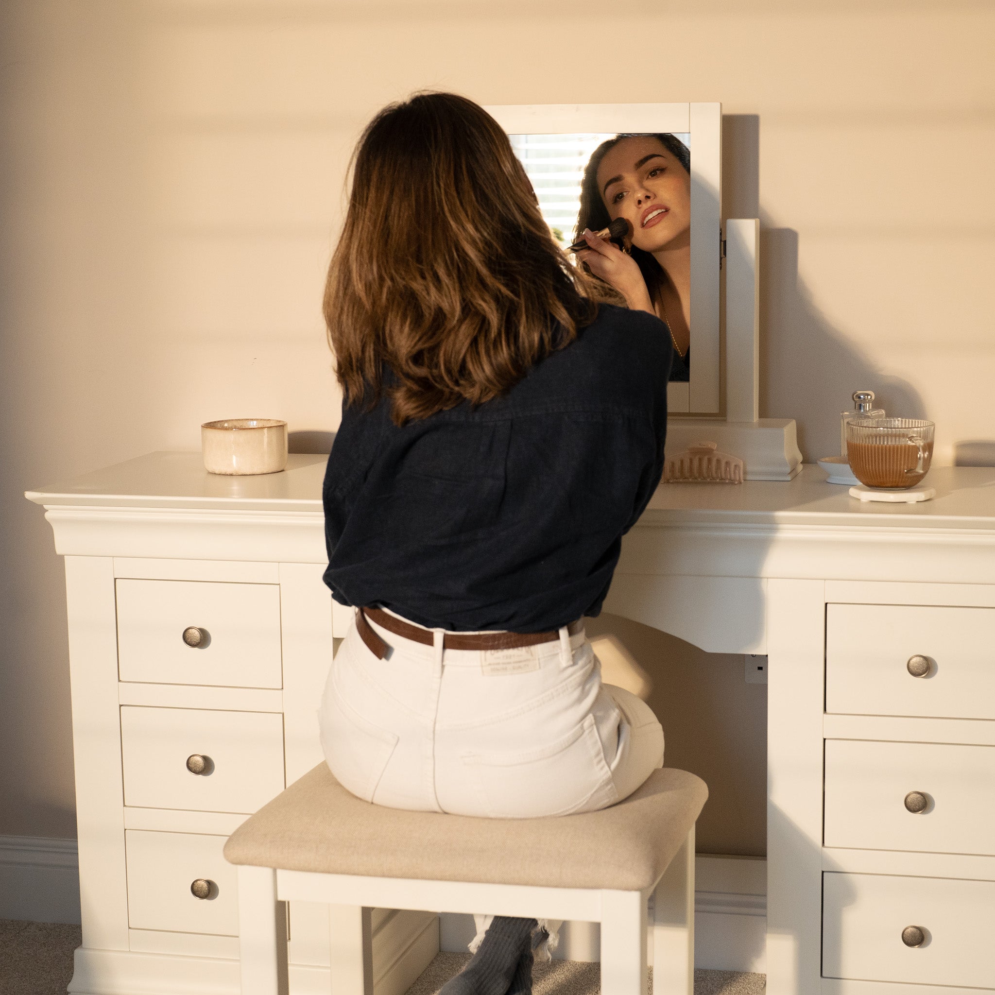 Chalbury Dressing Table with Drawers in Warm White