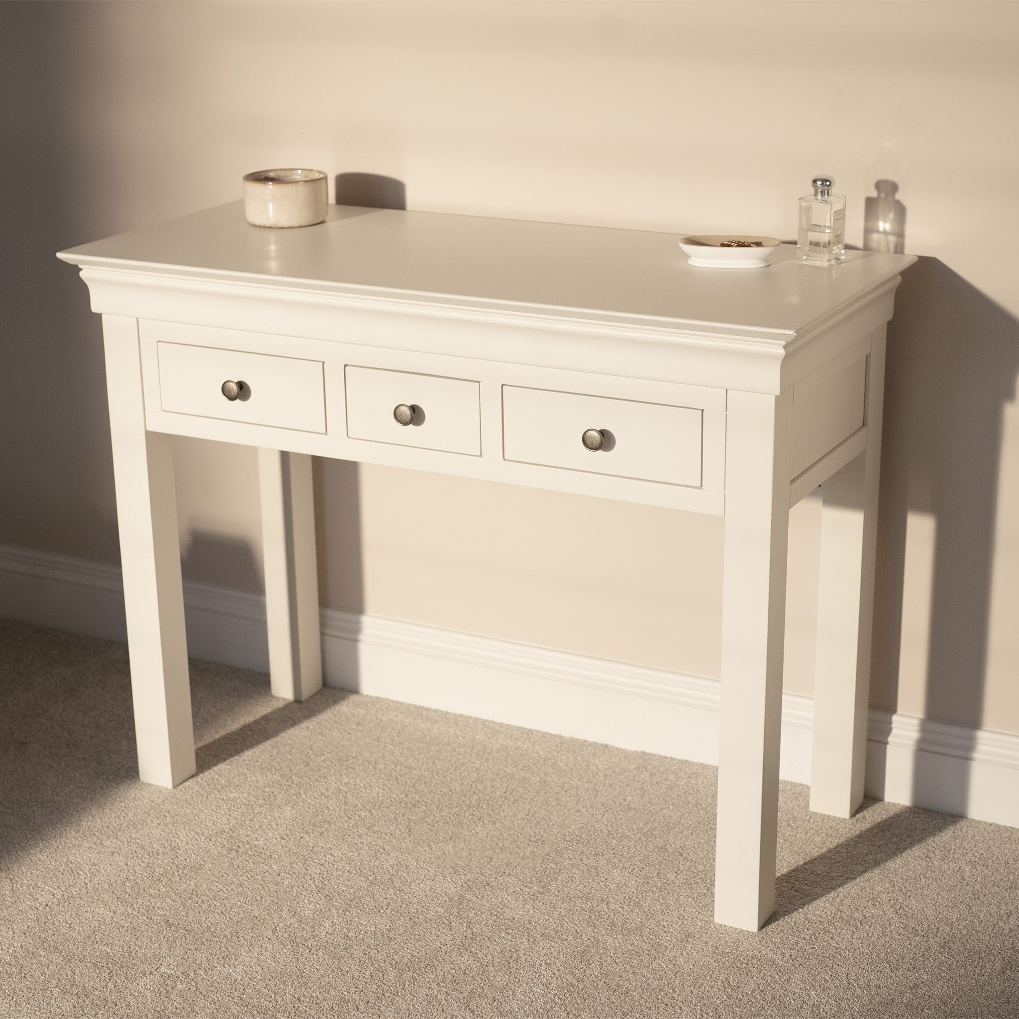 Chalbury Console Desk in Warm White