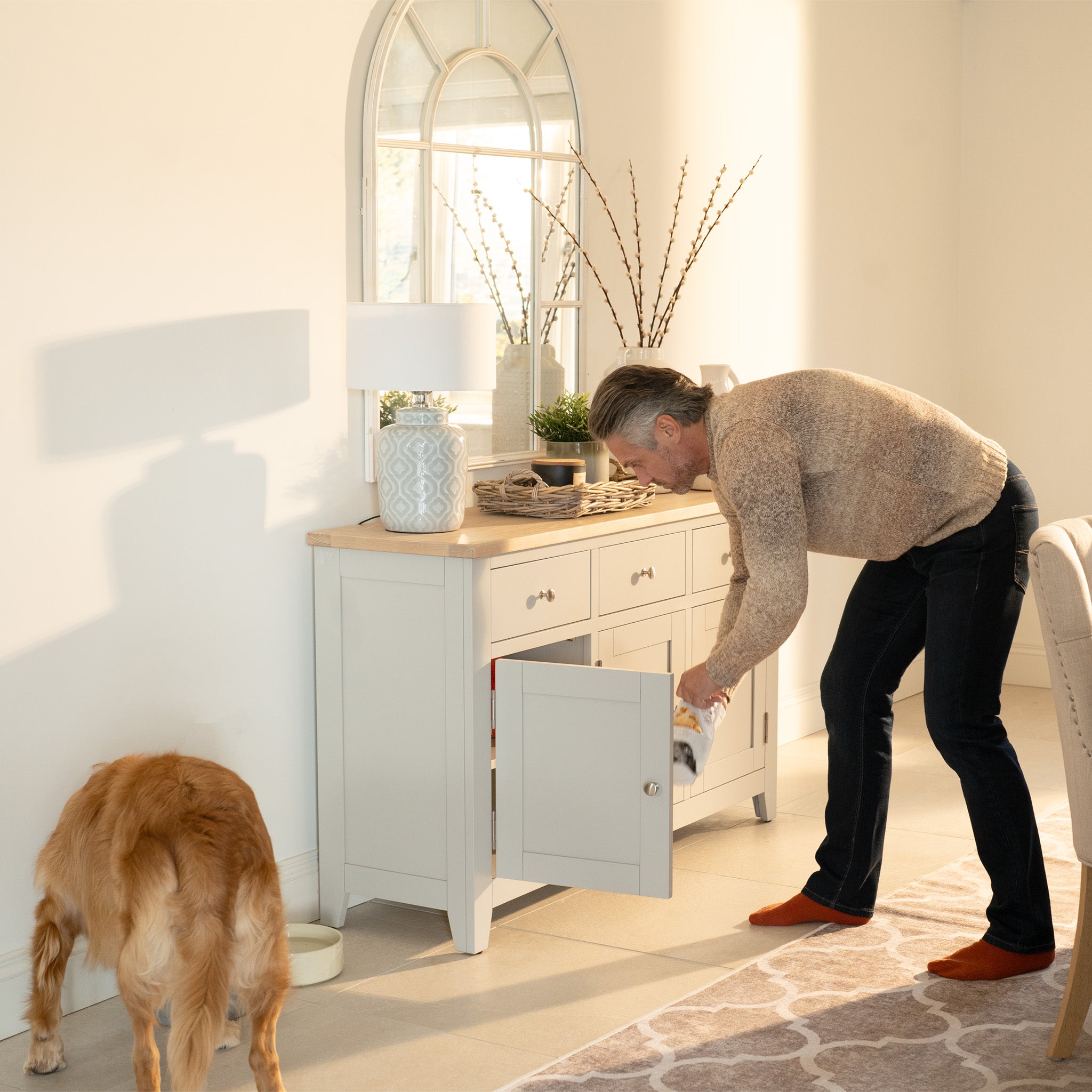 Burford Large 3 Door 3 Drawers Sideboard in Pebble Grey