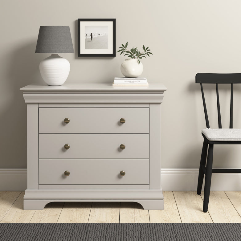 Chalbury 3 Drawer Chest in Pebble Grey