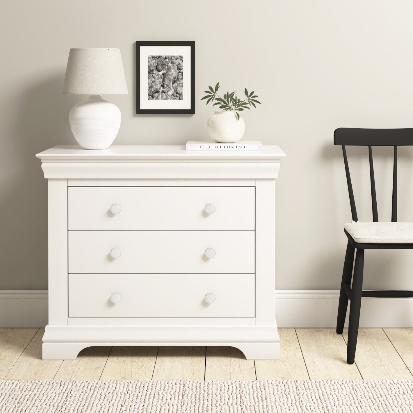 Chalbury 3 Drawer Chest in Warm White