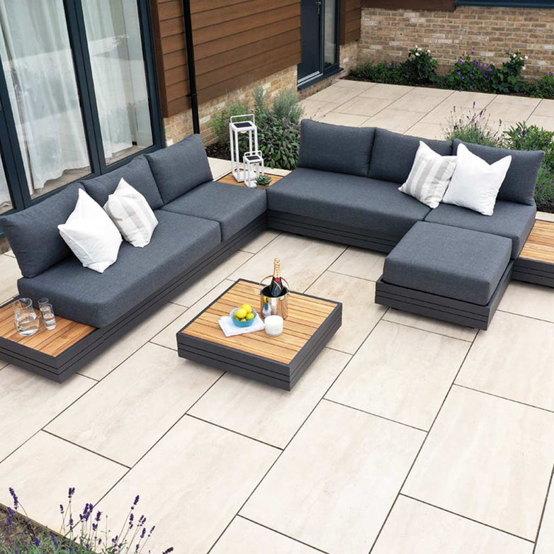 Panama Luxury Outdoor Large Corner Group Set in Charcoal