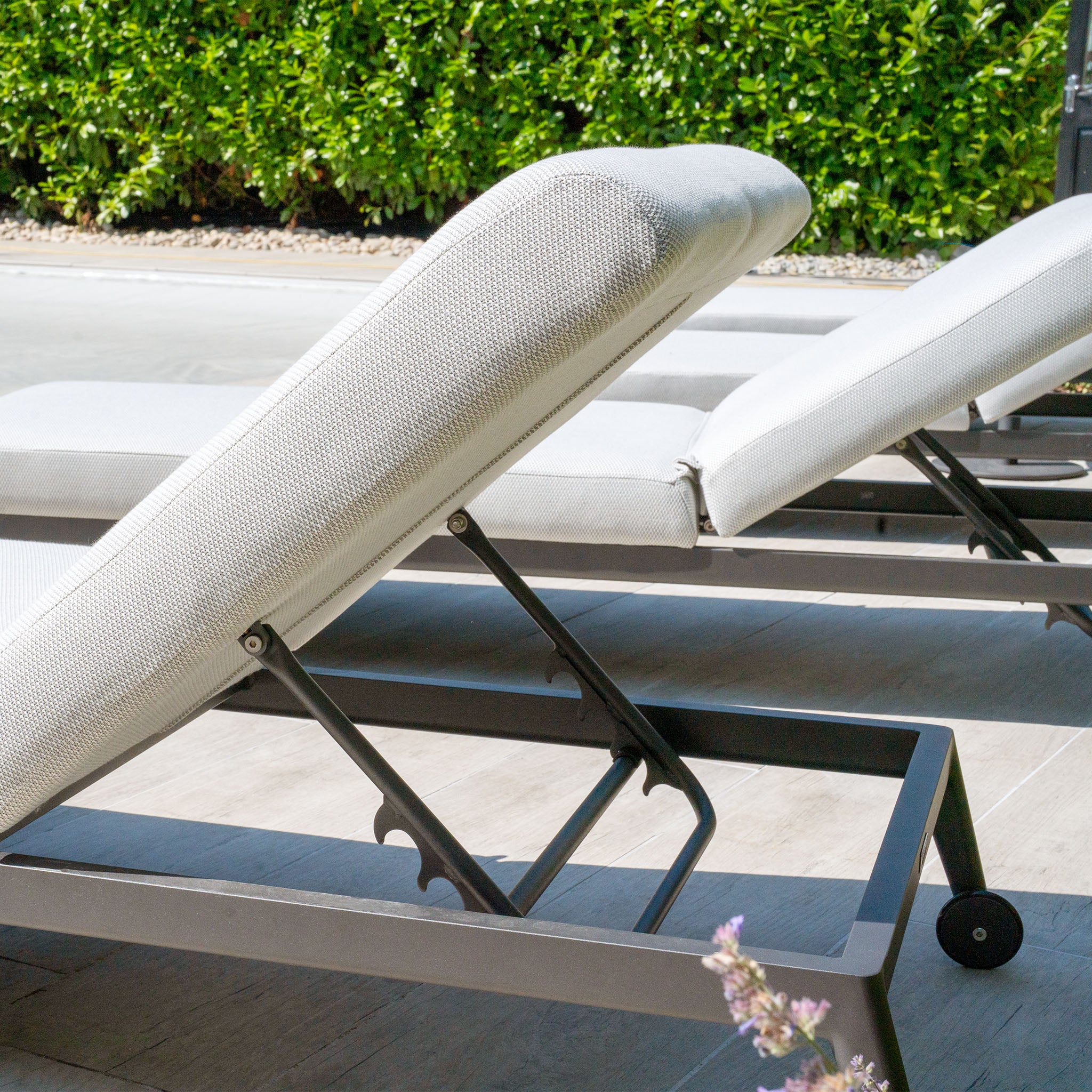 Luna Outdoor Fabric Sun Lounger in Oyster Grey