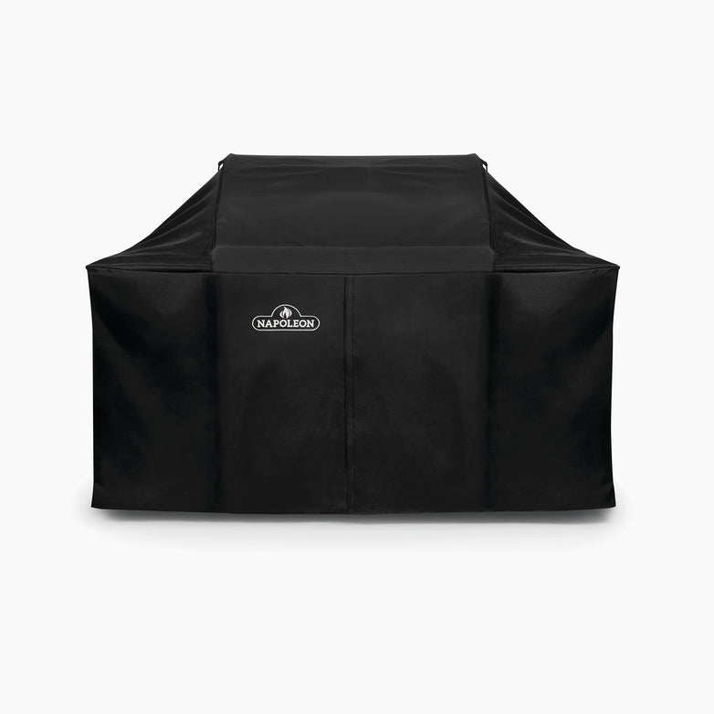 The Napoleon Rogue 625 Models Cover in black is a premium grill cover that offers durable, water-resistant fabric protection specifically designed for your large rectangular Rogue® 625 Series Gas Grill.