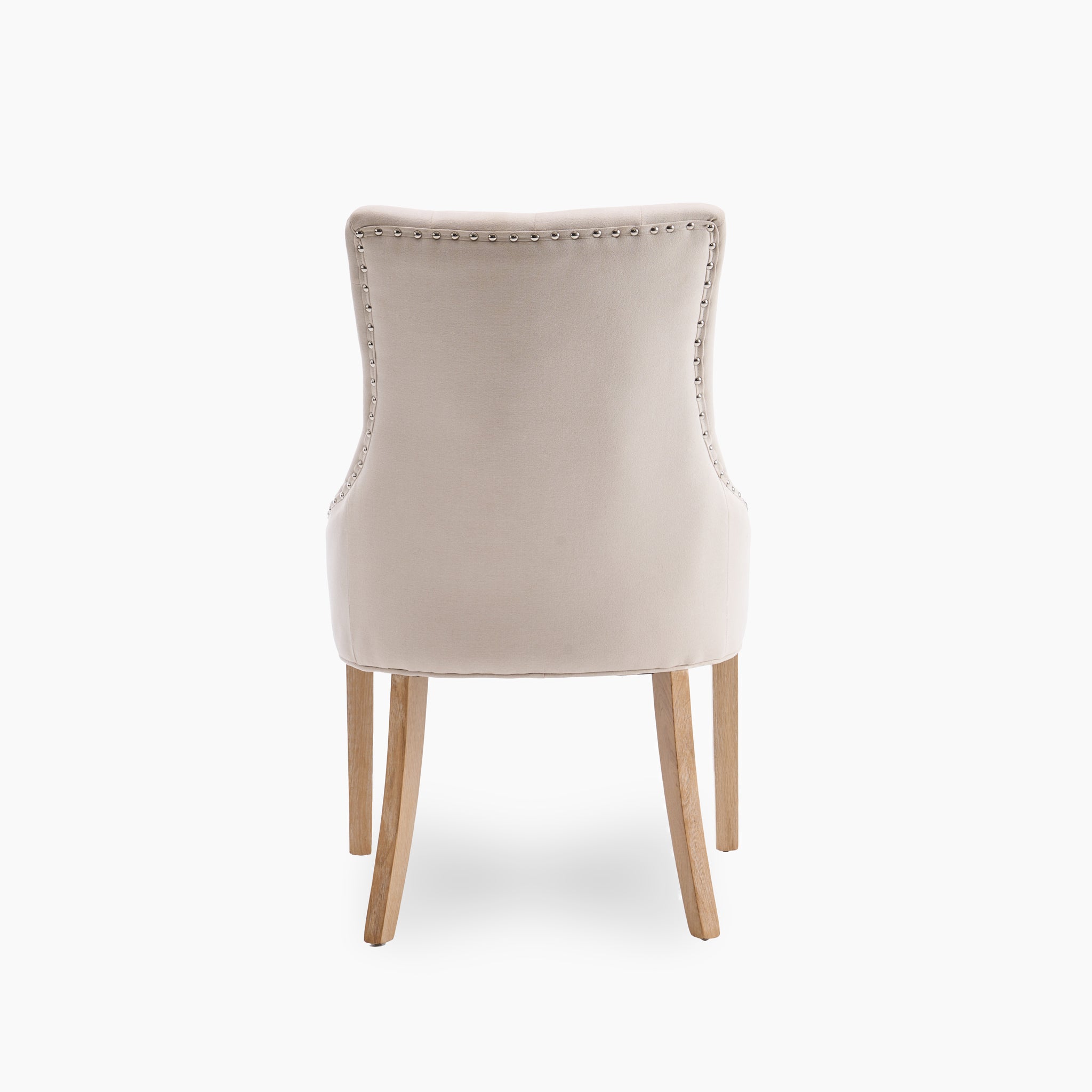 Ivory Regent chair with elegant wooden legs, showcased from the back.