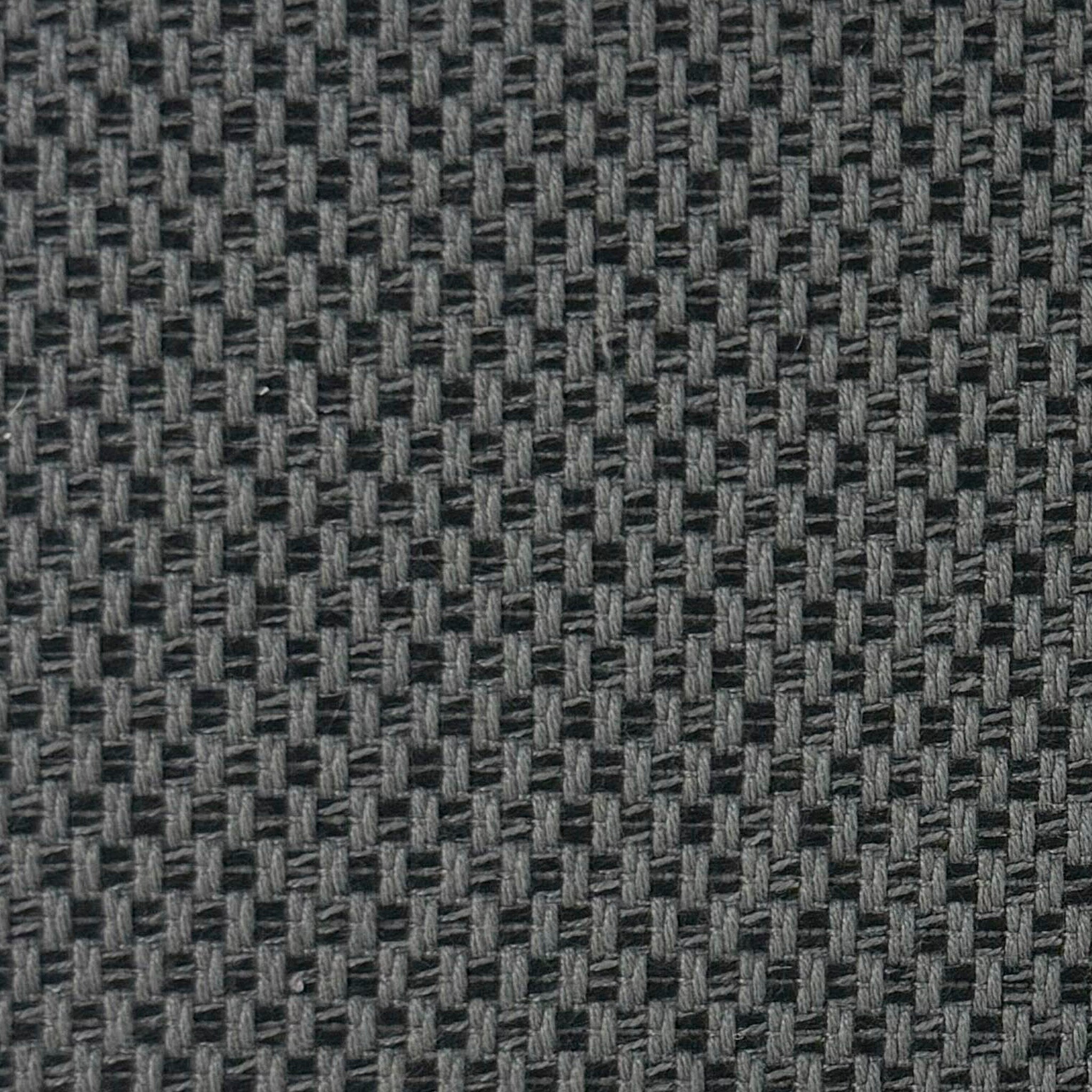 Close-up of the All-weather Grey, a dark woven fabric featuring a tight, checkerboard pattern.