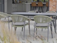 Cloverly 6 Seat Rope Oval Dining Set with Ceramic Table in Olive Green