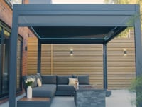 PergoSTET 3m x 3m Square Pergola with 3 Drop Sides and LED Lighting in Grey