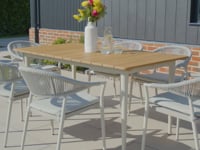 Cloverly 6 Seat Rectangular Dining with Teak Table in Latte