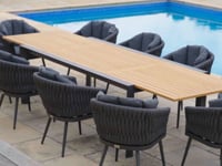 Palma 8 Seat Rope Extending Teak Dining Set in Grey