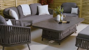 Monterrey 3 Seat Rope Sofa Set with Rising Table in Grey