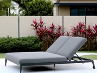 Luna Outdoor Fabric Double Sun Lounger in Grey