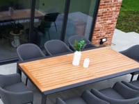 Luna 10 Seat Outdoor Fabric Extending Teak Dining Set in Grey