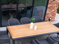 Luna 8 Seat Outdoor Fabric Extending Teak Dining Set in Grey