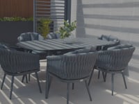 Palma 6 Seat Rope Oval Dining Set with Ceramic Table in Grey