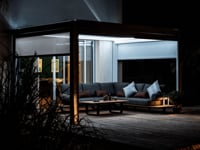 PergoSTET 3m x 3m Square Pergola with 3 Drop Sides and LED Lighting in White