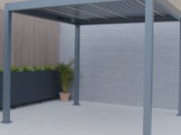 PergoSTET Deluxe Frame Only 3m x 3m Square Pergola with Motorised LED Louvres in Grey