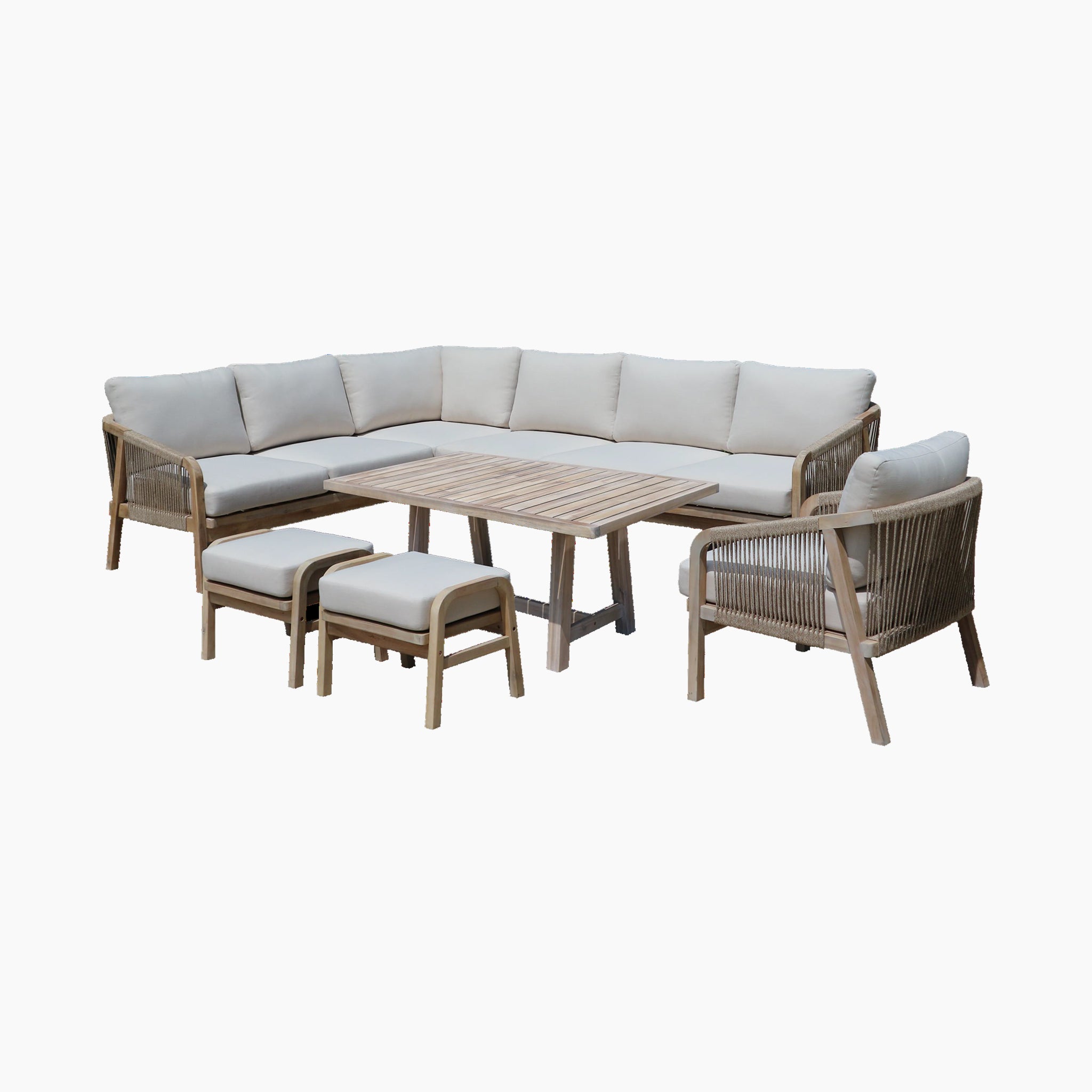 Quay Corner Dining Set with Armchair in Linen