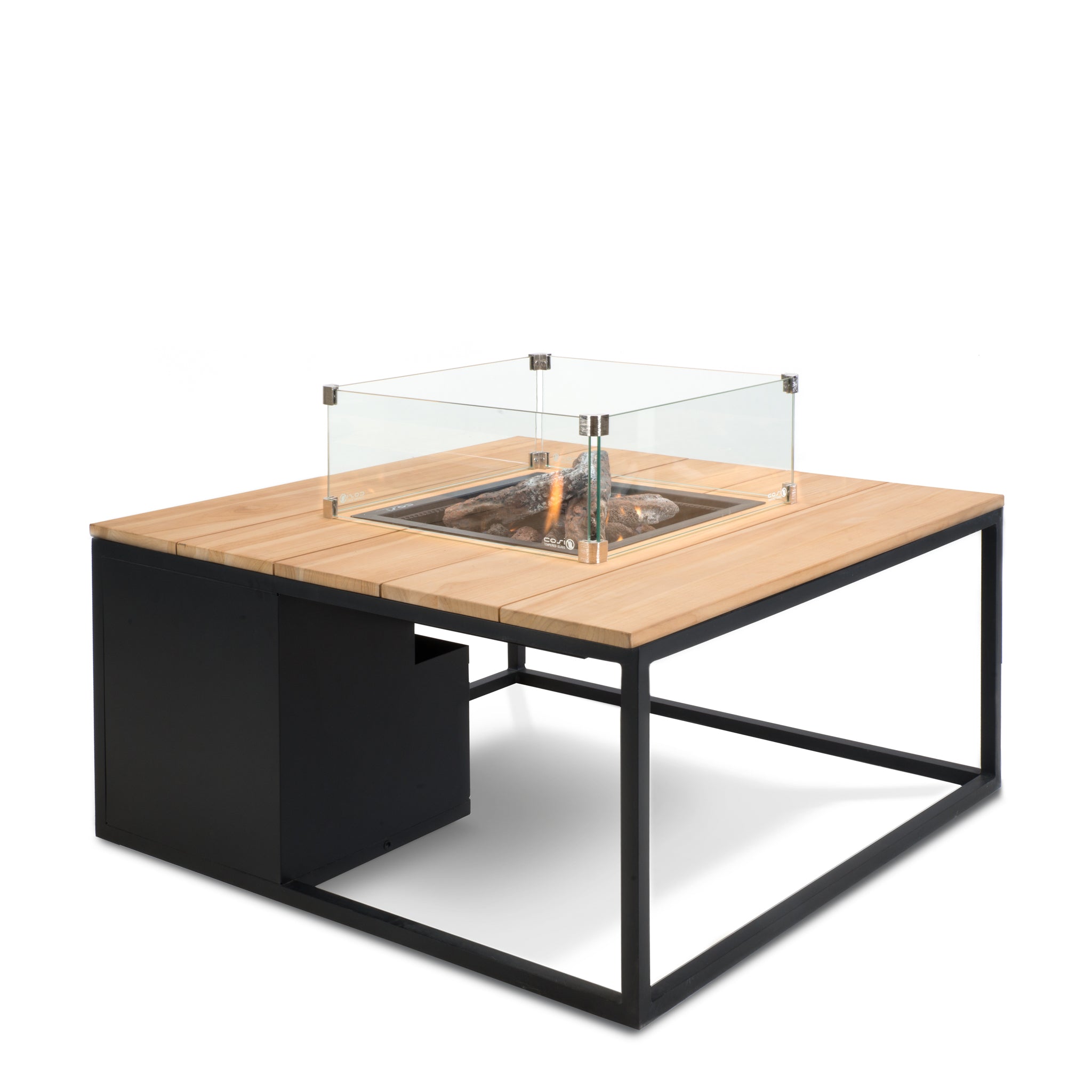 Cosiloft 100 Black and Teak Fire Pit Table