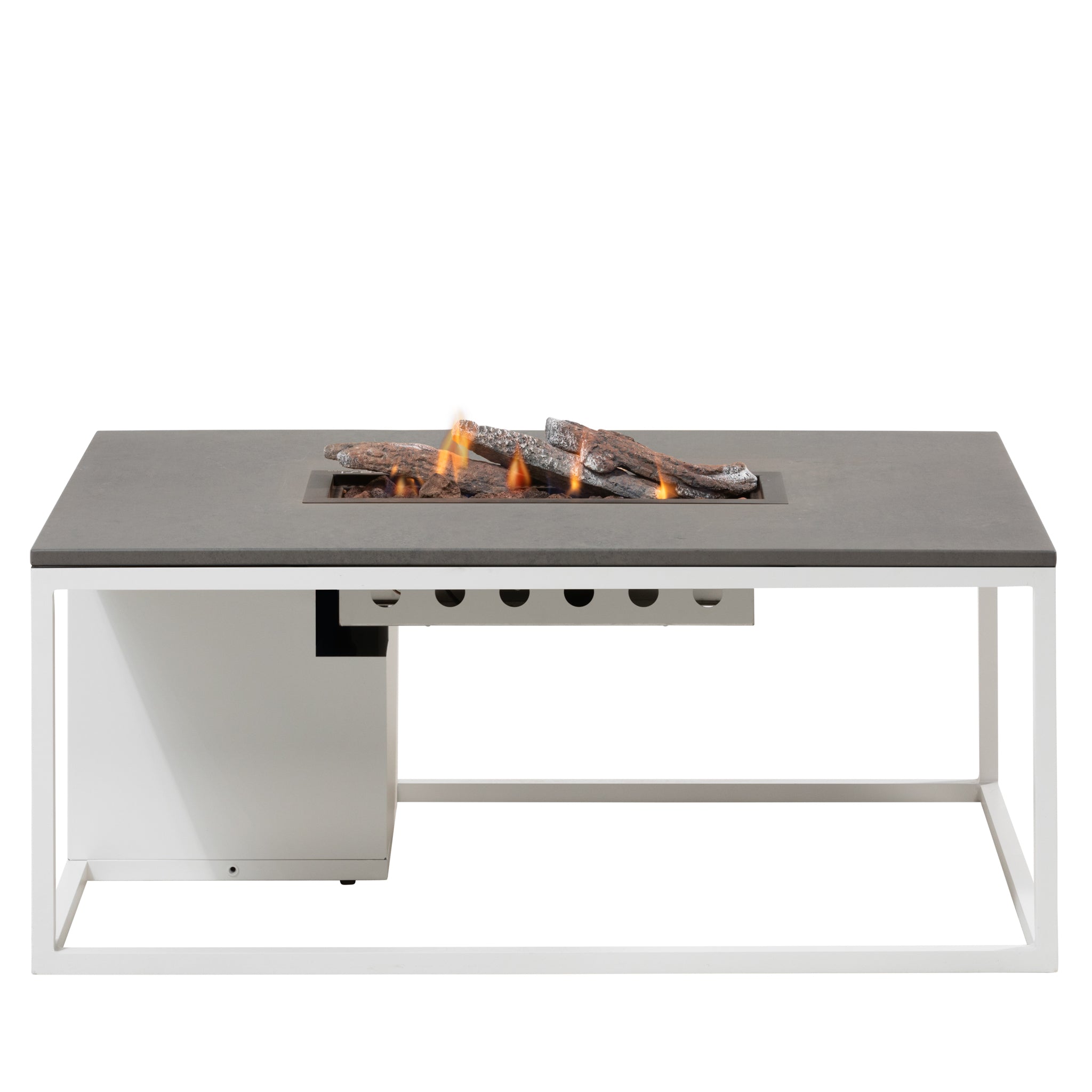 The Cosi Cosiloft 120 White and Grey Fire Pit Table boasts a modern design with a concrete-effect top, perfect for outdoor lounging. Its ambient flame adds warmth, blending style and functionality like your favorite coffee table.